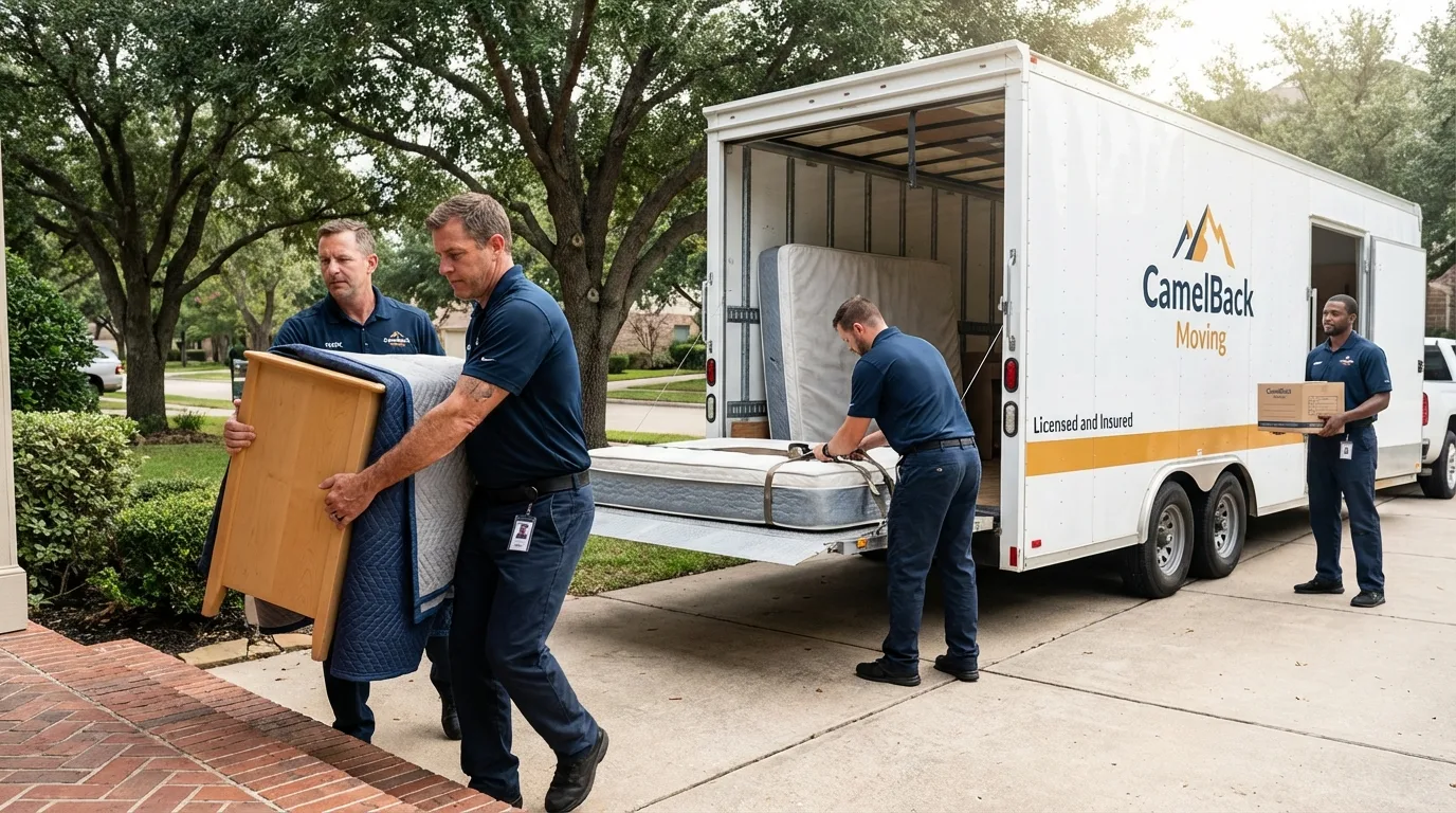 Crew loading residential truck for cross-state move from Philip, SD